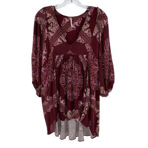 Free‎ People Dress Women XS V-Neck Balloon Sleeve Romantic Peasant Boho Flowy
